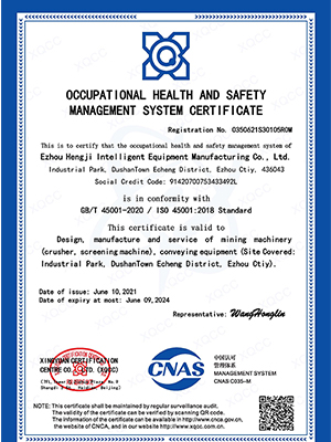 Occupational Health and Safety Management System Certification Certificate